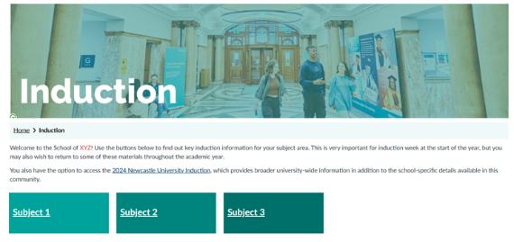 Screenshot of Induction Pages